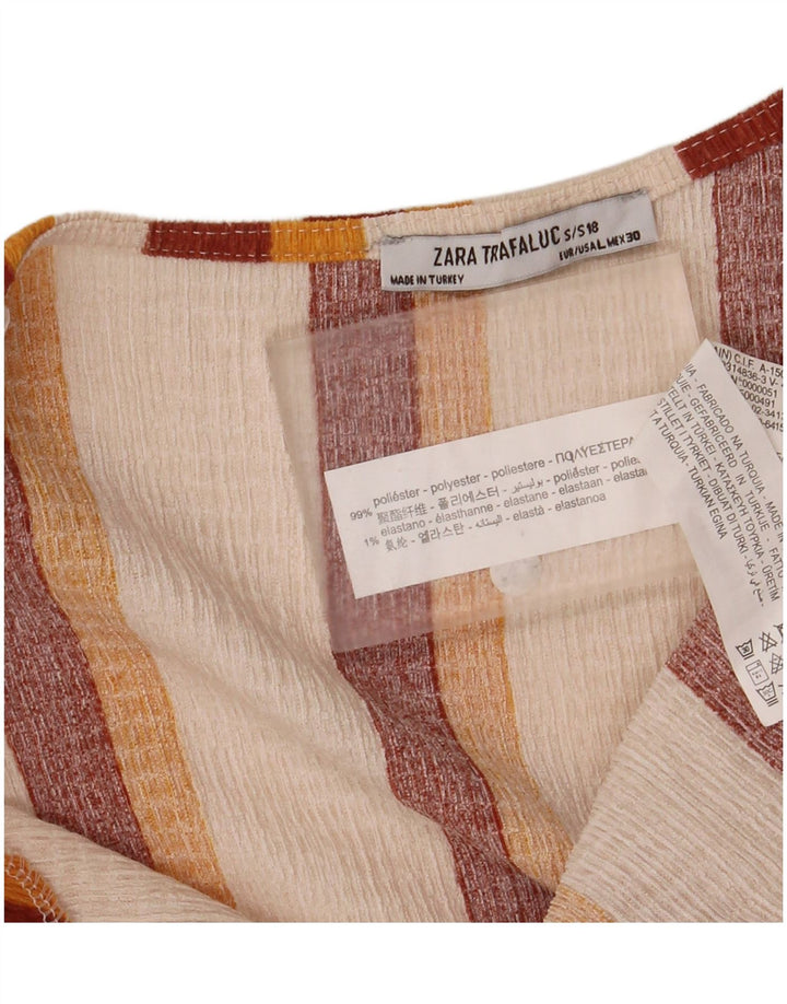 Zara Trafaluc-Blusenoberteil für Damen, UK 14, groß, cremefarbenes, gestreiftes Polyester