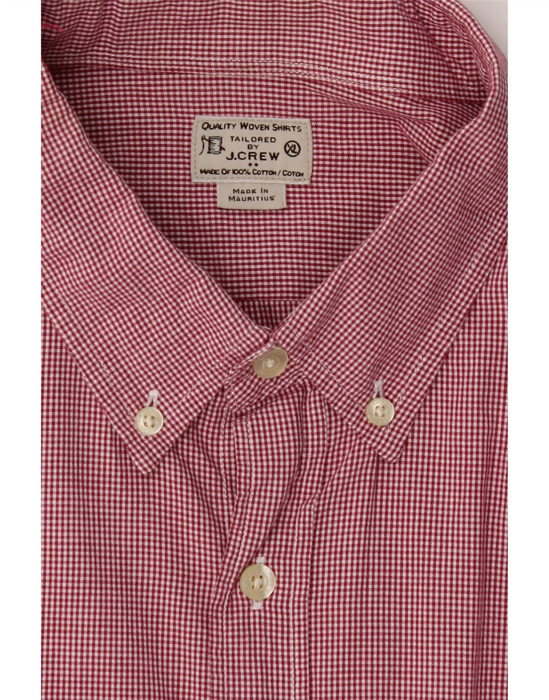 J. CREW Mens Tailored Shirt XL Red Gingham Cotton Vintage J. Crew and Second-Hand J. Crew from Messina Hembry 