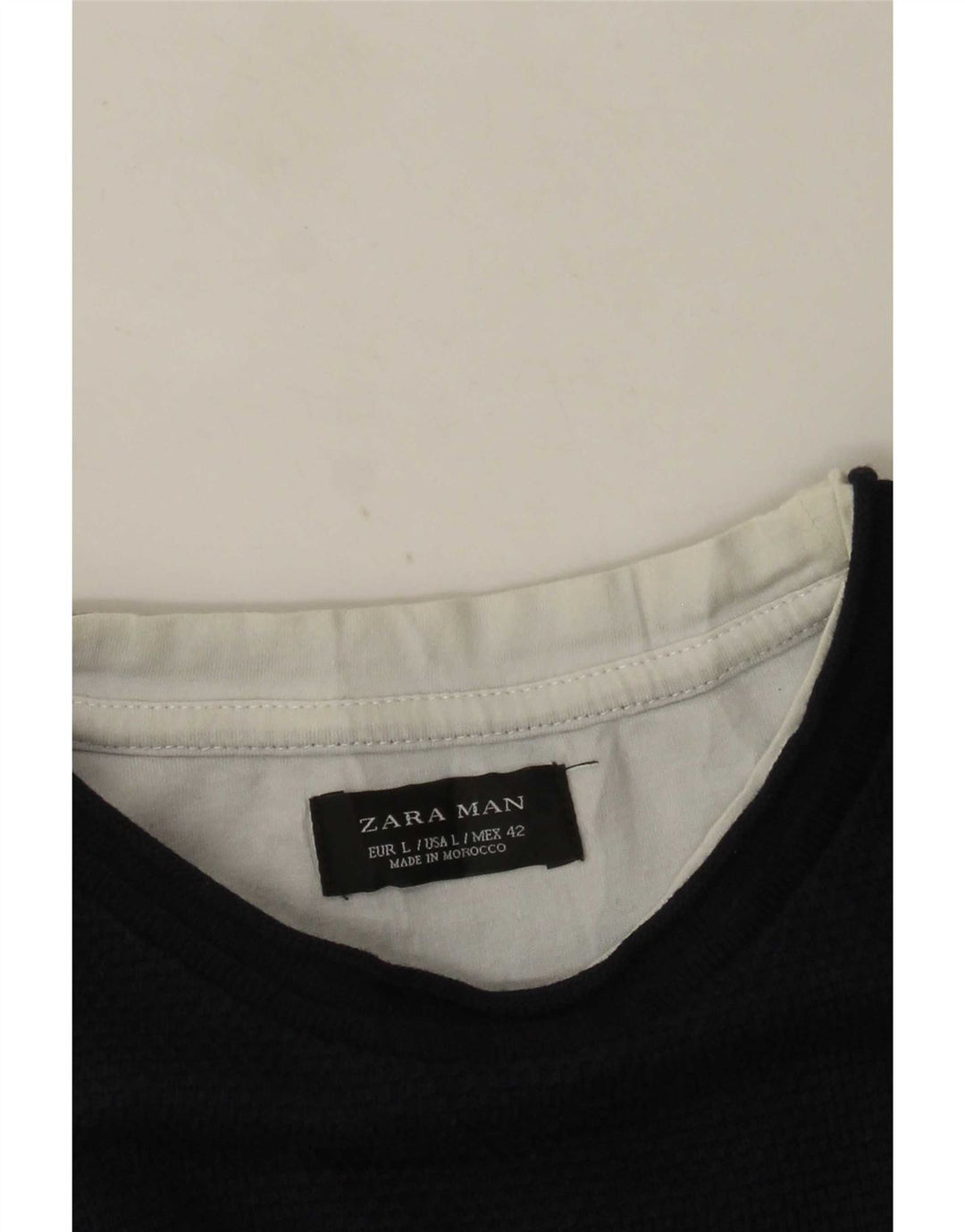 Zara Herren-T-Shirt-Oberteil, groß, Marineblau, Farbblock