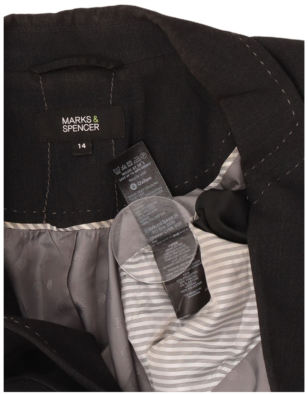 Marks & Spencer Damen-Blazer mit 1 Knopf, Gr. 14, Größe L, Schwarz, Polyester