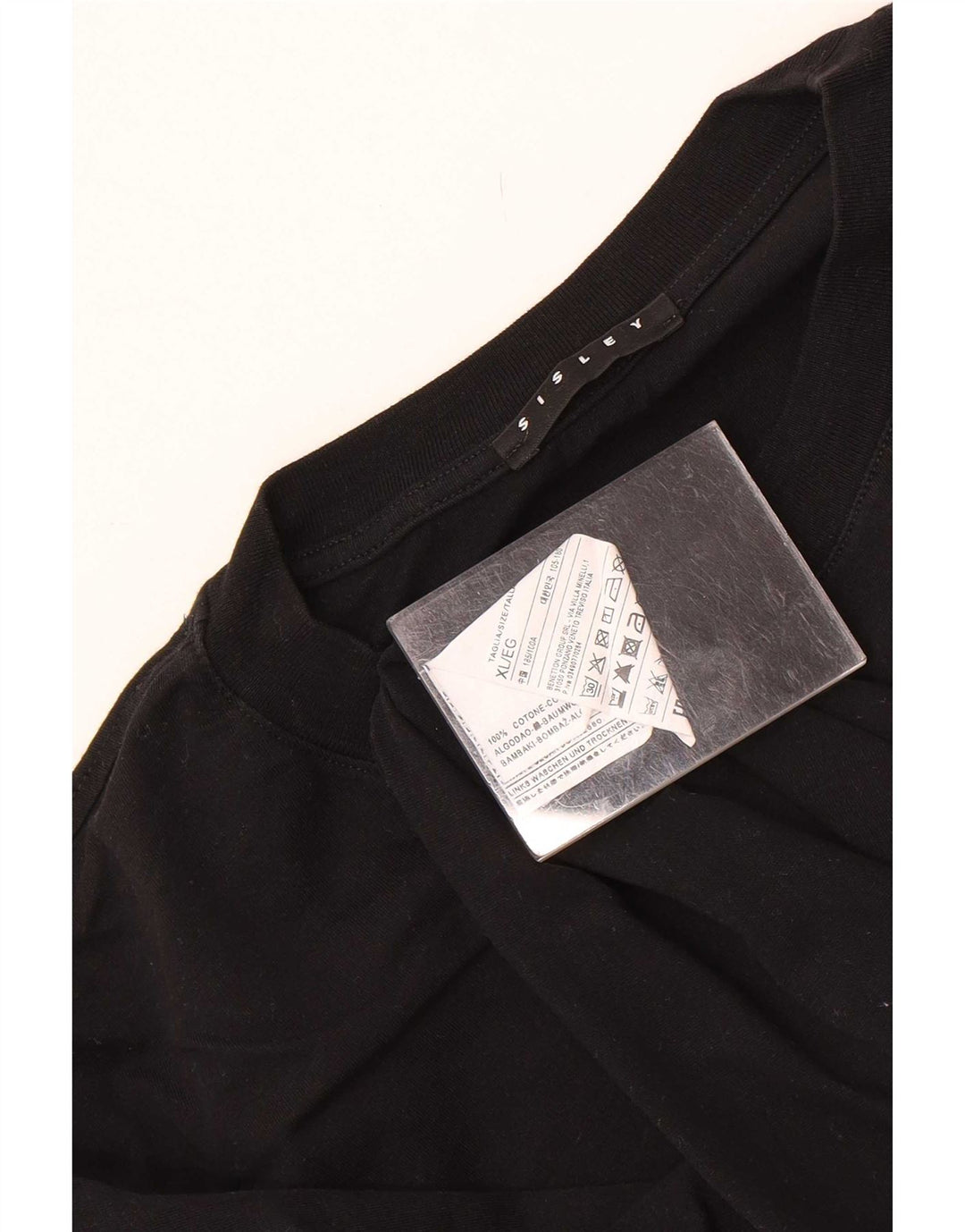 Sisley Herren T-Shirt Top XL Schwarz Baumwolle
