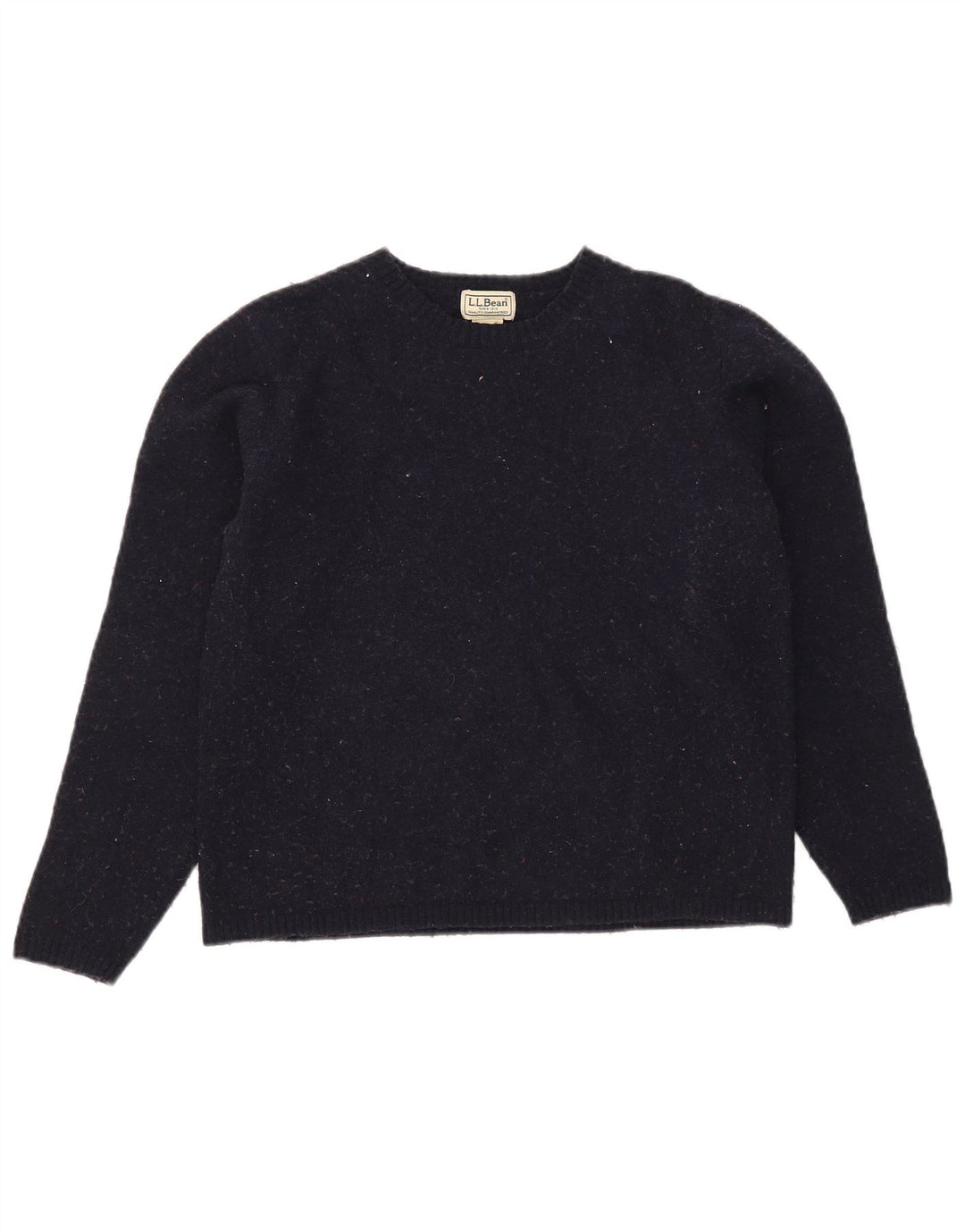 L.L.Bean Damen-Pullover mit U-Boot-Ausschnitt, UK 12, mittelmarineblaue Wolle