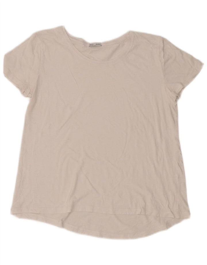 Zara Damen T-Shirt Top UK 14 Medium Weiß