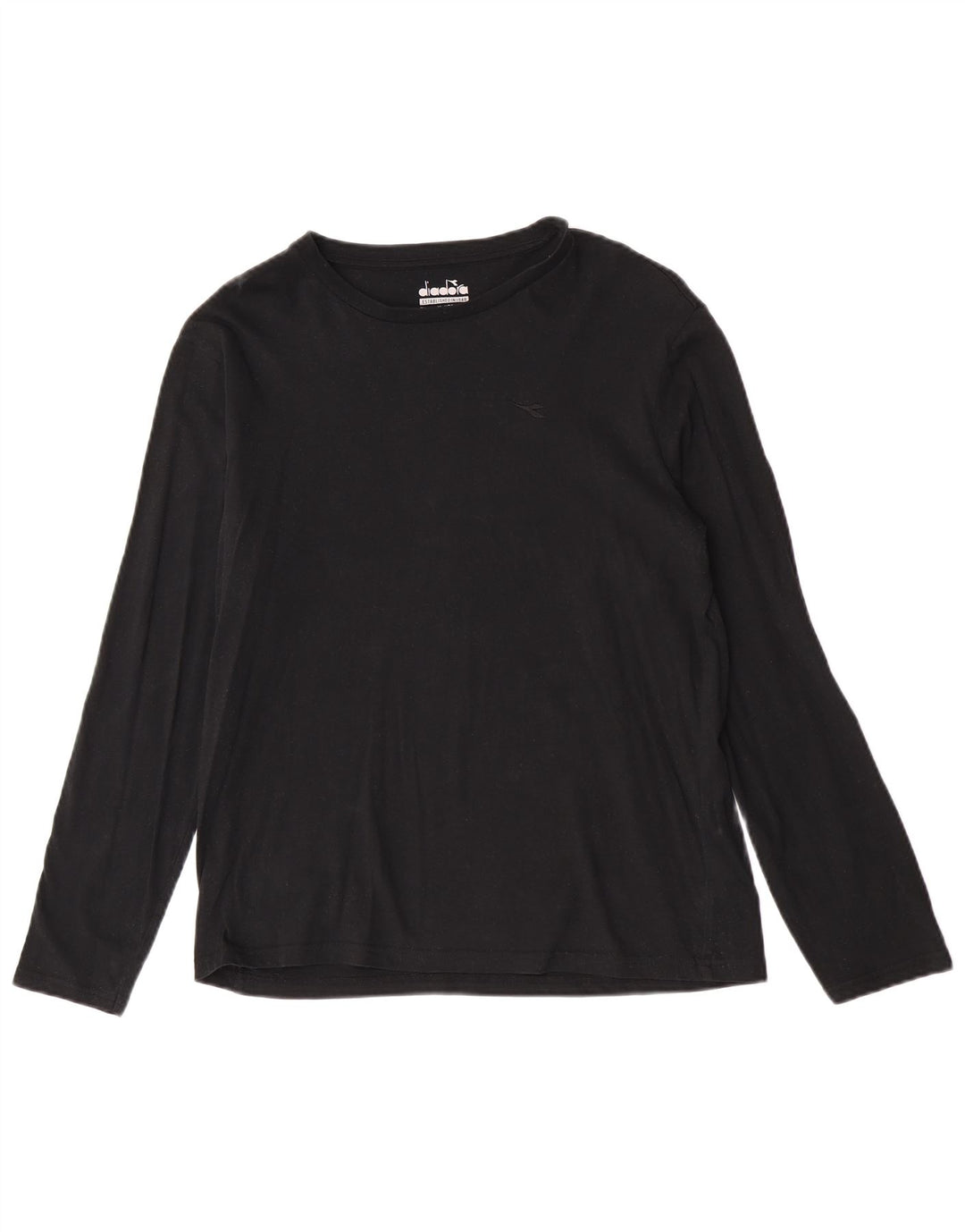 Diadora Herren-Oberteil, langärmelig, klein, schwarze Baumwolle