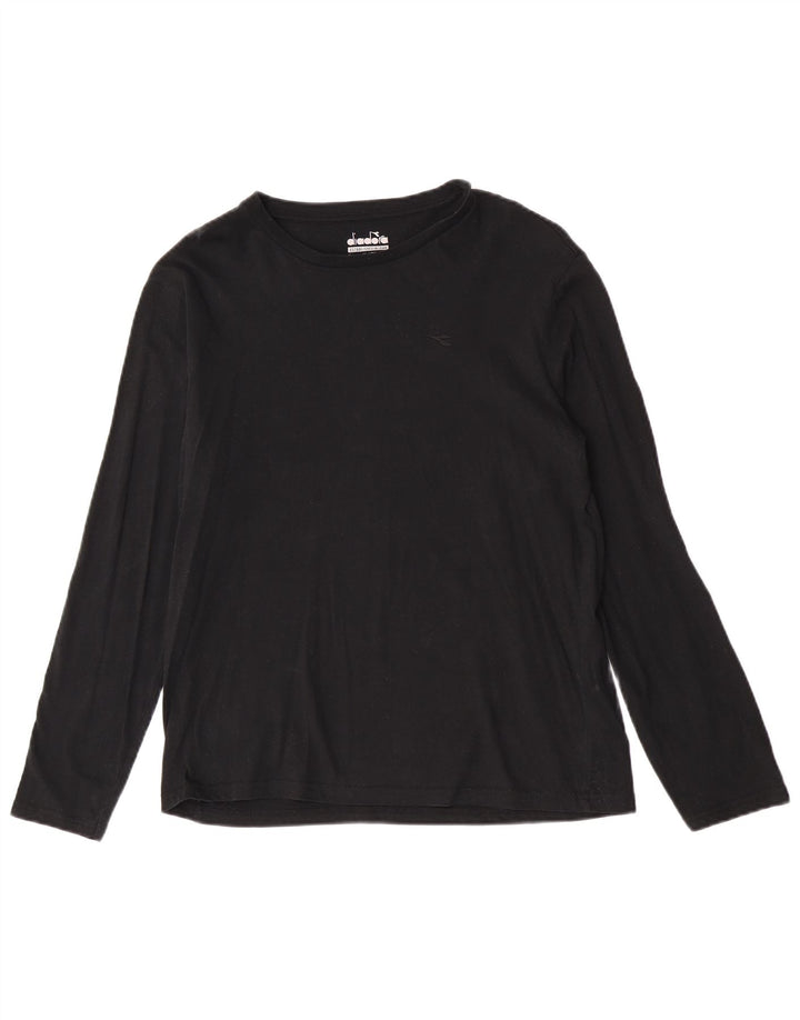 Diadora Herren-Oberteil, langärmelig, klein, schwarze Baumwolle