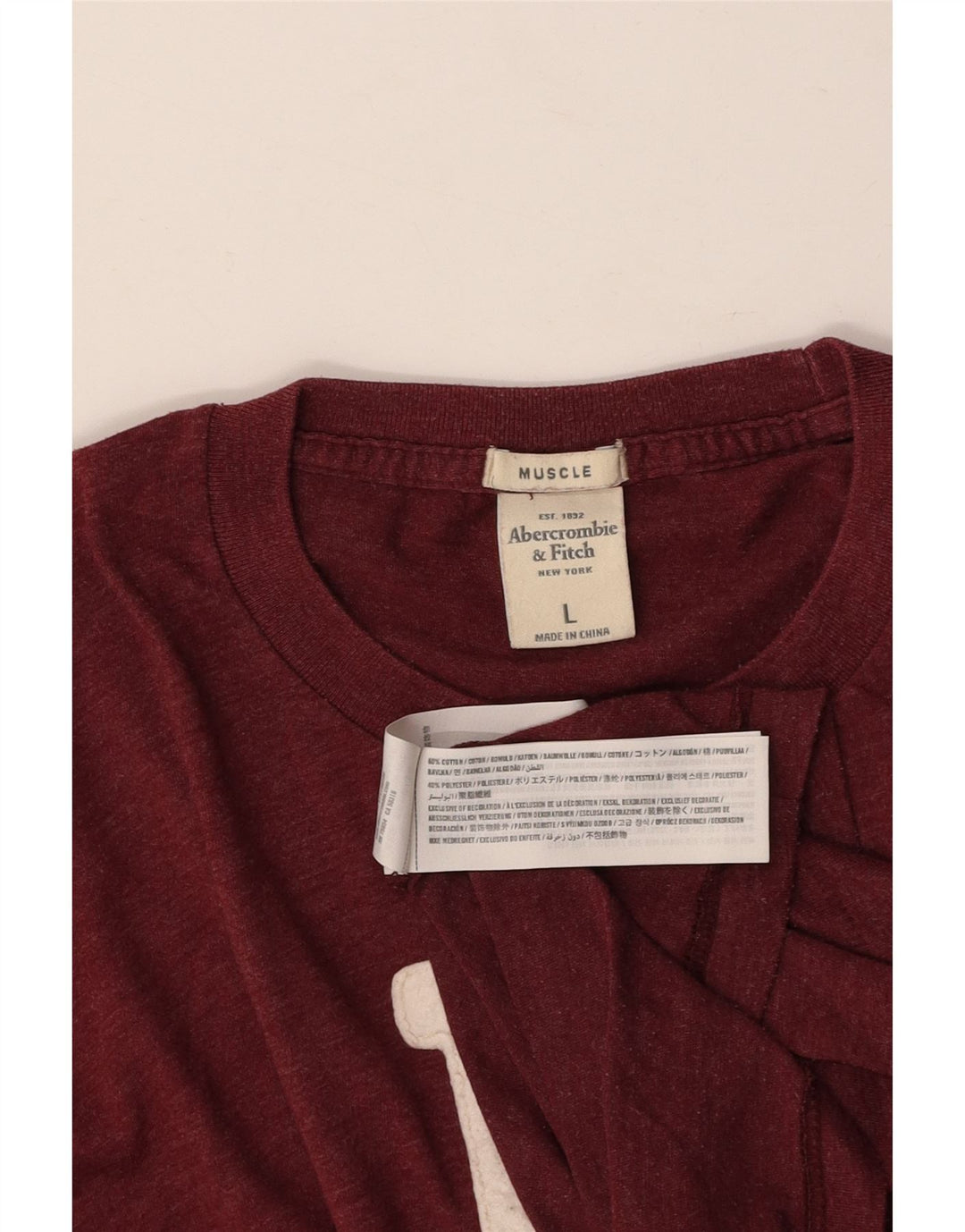 ABERCROMBIE & FITCH Herren Muscle Graphic Top Langarm Large Burgund