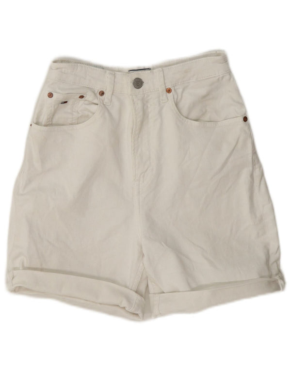 Tommy Hilfiger Damen-Jeansshorts mit hoher Taille, W25, XS, weiße Baumwolle