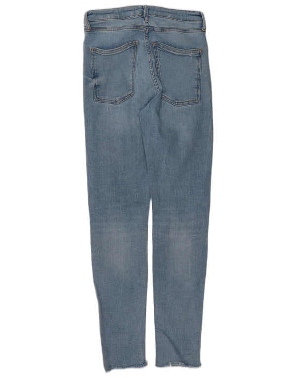 Zara Damen Distressed Skinny Jeans EU 38 Small W28 L30 Blau
