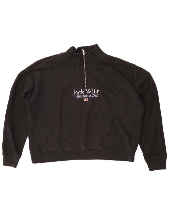 Jack Wills Damen-Sweatshirt in Übergröße mit Grafik, Gr. 40, Größe L, Schwarz