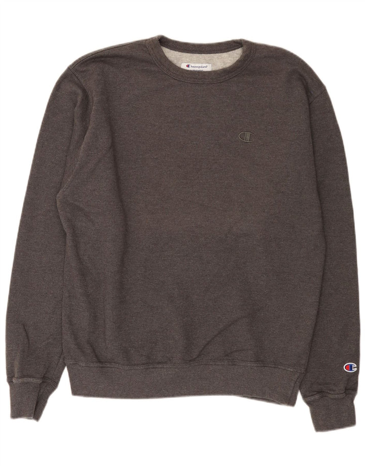 Champion Herren-Sweatshirt-Pullover aus mittelgrau gefleckter Baumwolle