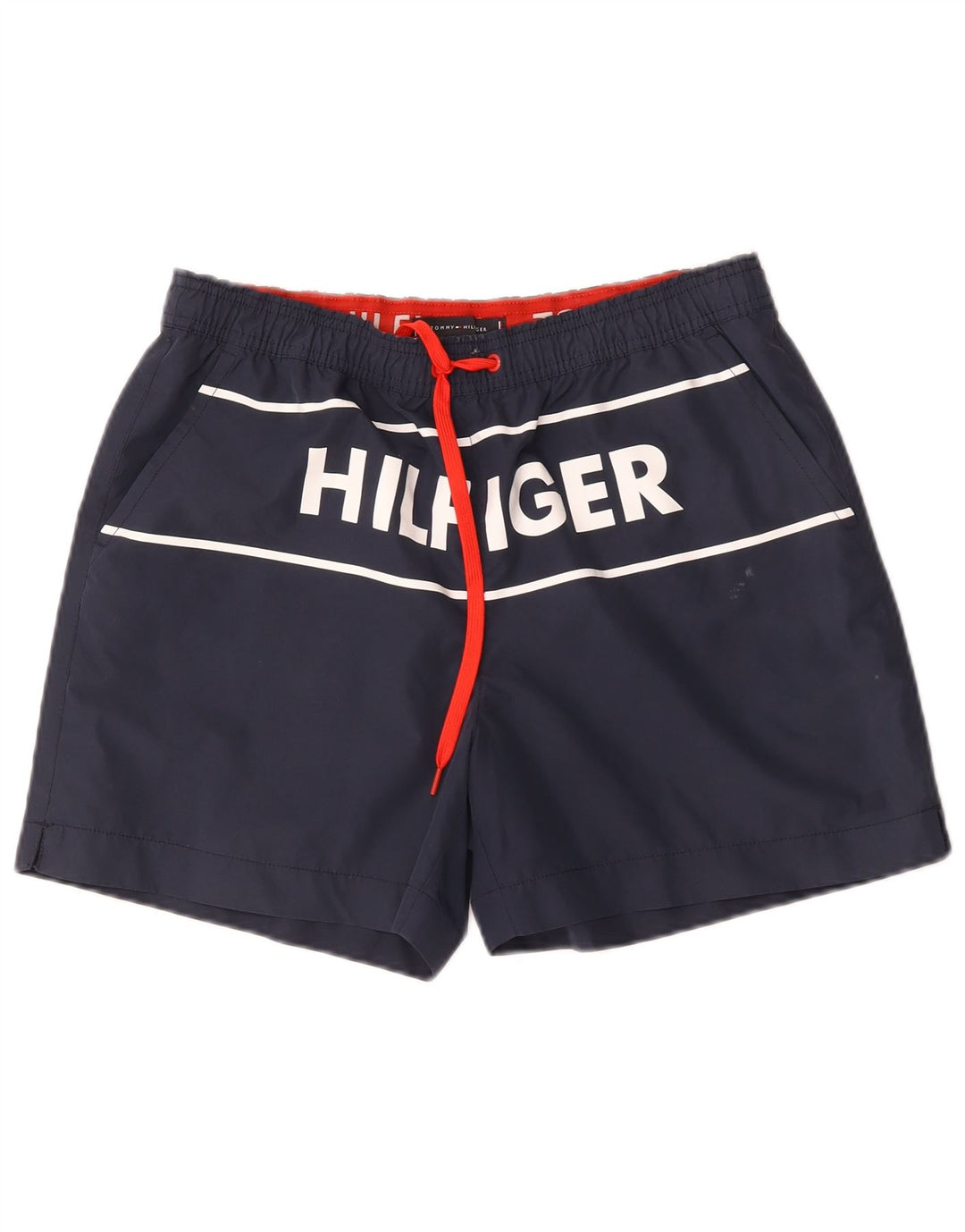 Tommy Hilfiger Herren-Badeshorts mit Grafik, mittelgroß, marineblau, Polyester
