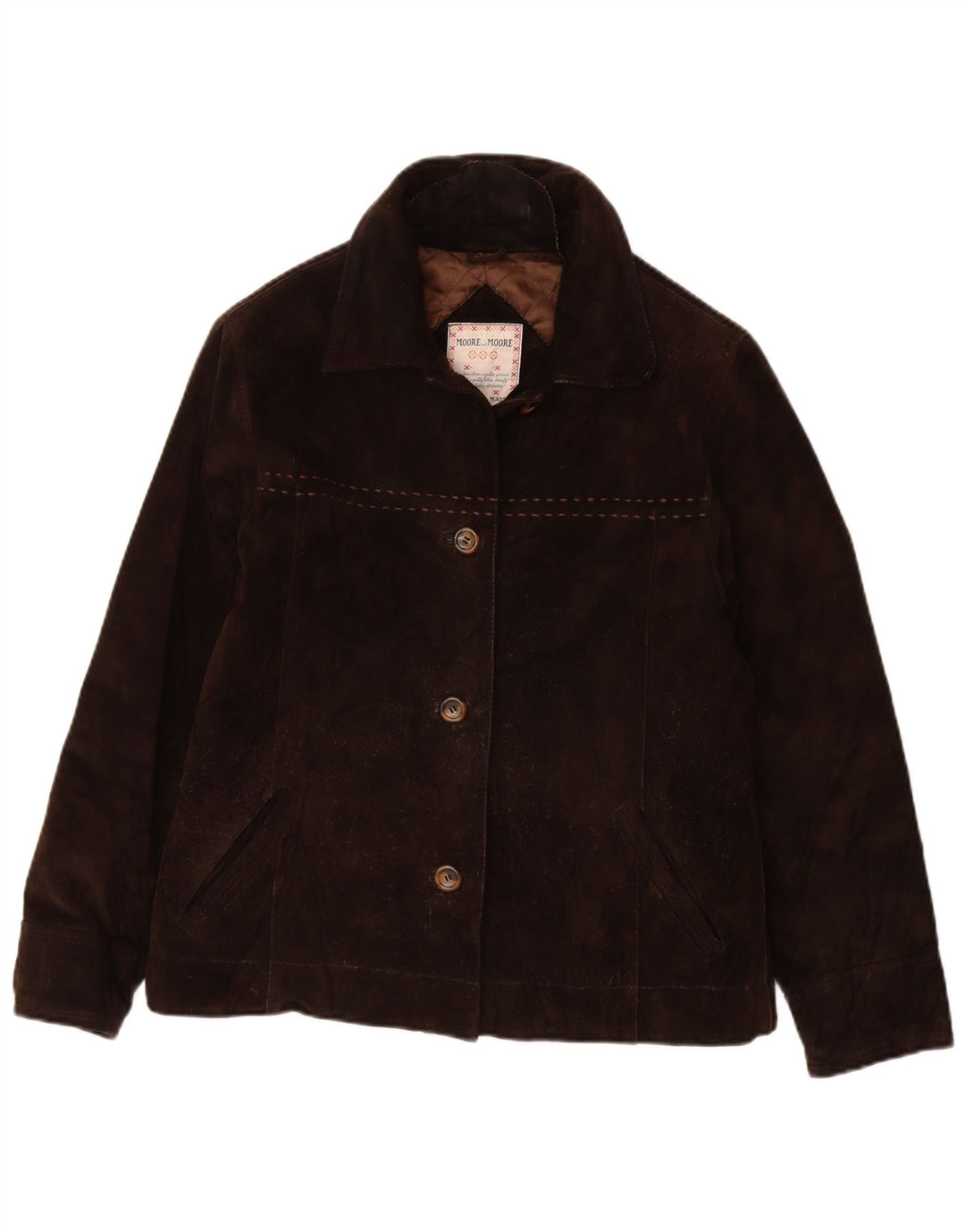 VINTAGE Damen Wildlederjacke IT 42 Mittelbraunes Leder