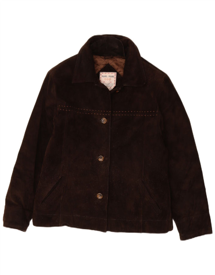 VINTAGE Damen Wildlederjacke IT 42 Mittelbraunes Leder