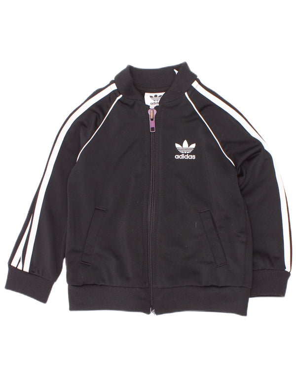 Adidas Baby-Jungen-Trainingsanzug-Top-Jacke, 9–12 Monate, schwarzes Polyester