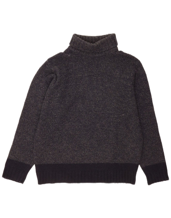 L.O.G.G Mens Roll Neck Jumper Sweater XL Grey Colourblock Virgin Wool