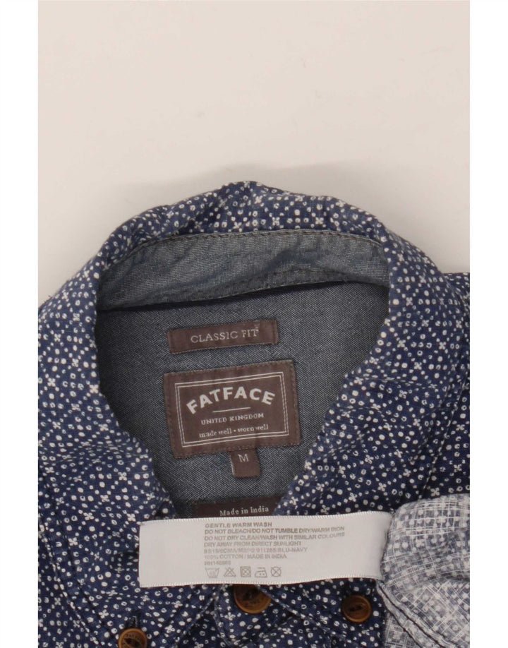Fat Face Herren-Kurzarmhemd mit klassischer Passform, mittleres Marineblau, geometrisch