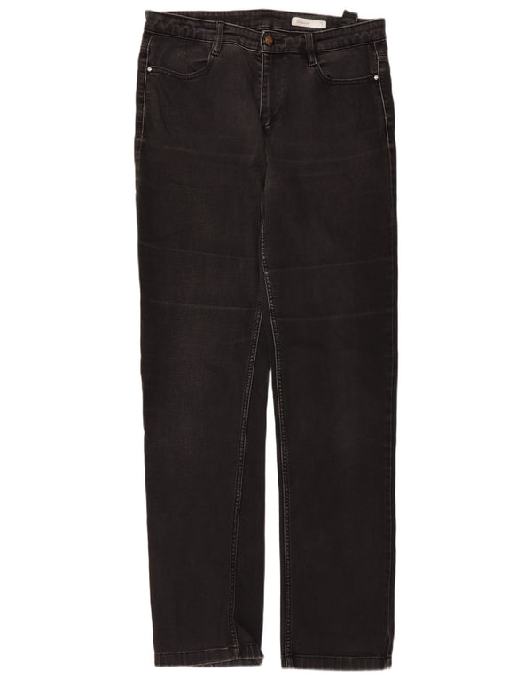 Marks & Spencer Damen Straight Jeans UK 14 Large W32 L31 Schwarze Baumwolle