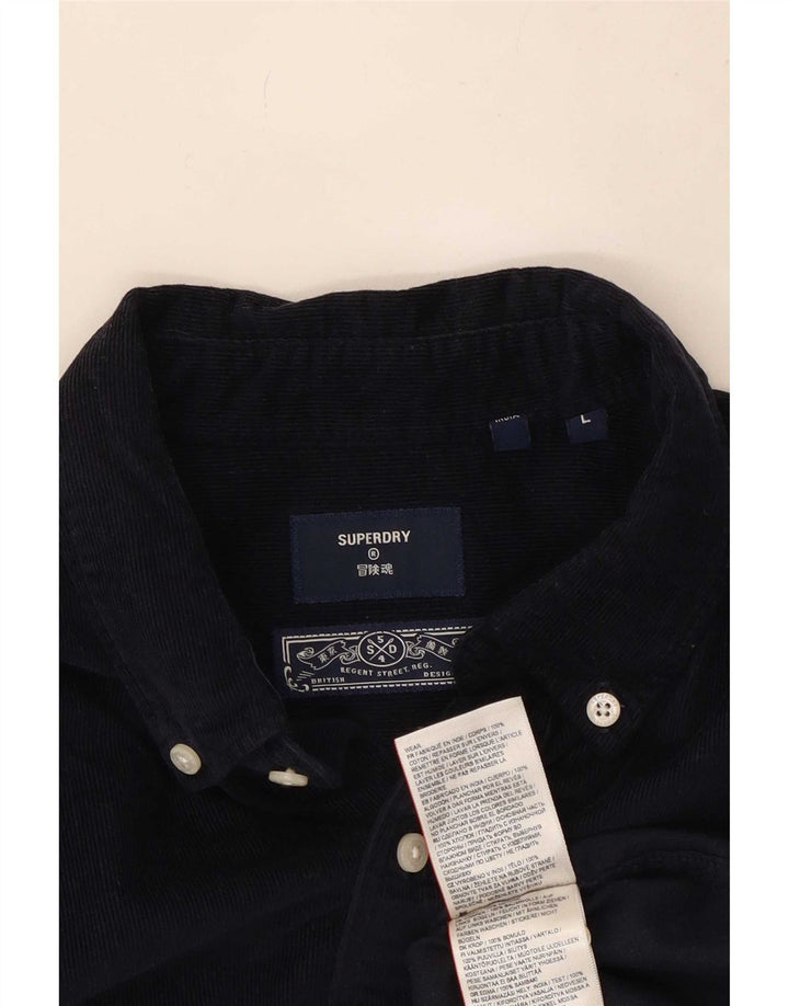 Superdry Herren-Cordhemd aus marineblauer Baumwolle, groß