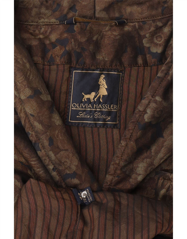 OLIVIA HASSLER Womens Windbreaker Jacket IT 42 Medium Brown Floral Cotton Vintage Olivia Hassler and Second-Hand Olivia Hassler from Messina Hembry 