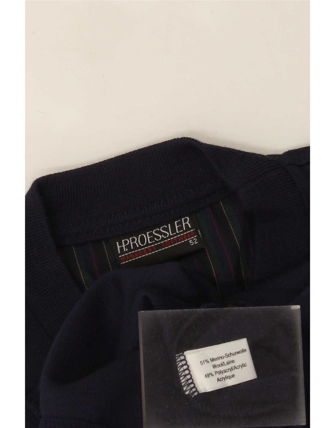 Vintage Herren Rundhalspullover Pullover EU 52 Groß Marineblau Polyacryl