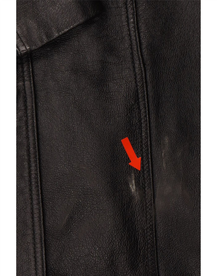 VINTAGE Womens Leather Coat UK 10 Small Black Leather Vintage Vintage and Second-Hand Vintage from Messina Hembry 