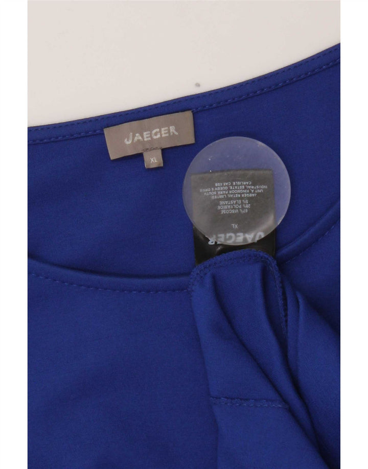 Jaeger Damen Top 3/4 Ärmel UK 18 XL Blaue Viskose