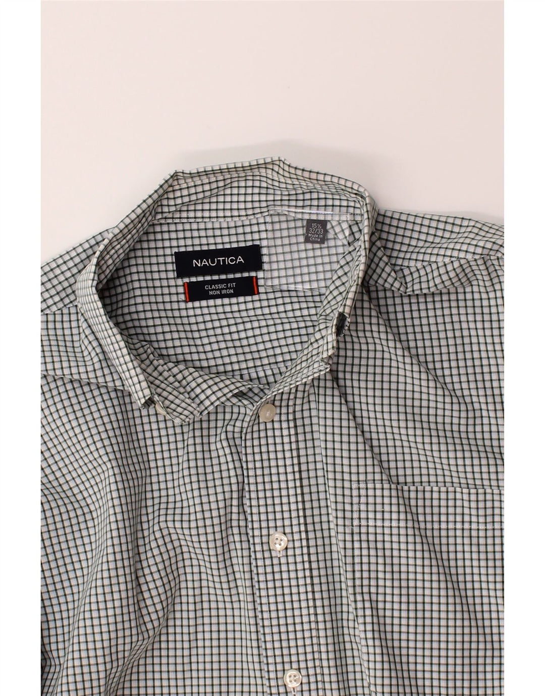 NAUTICA Mens Classic Fit Shirt Size 15 1/2 Medium Green Check Cotton Vintage Nautica and Second-Hand Nautica from Messina Hembry 