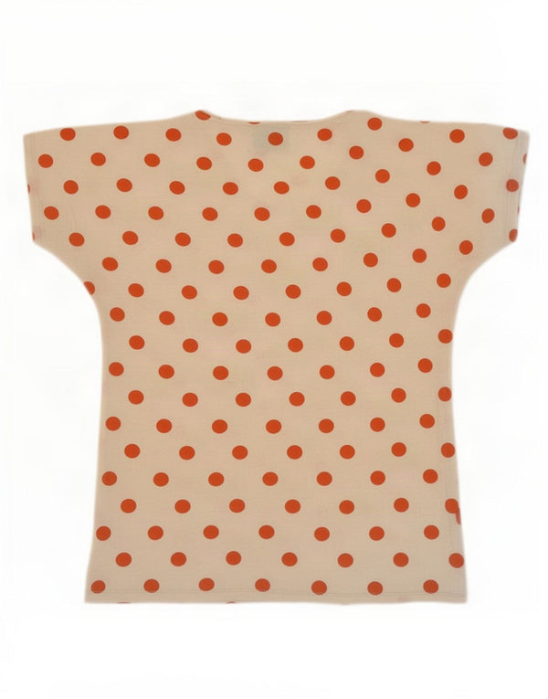 Zara Damen T-Shirt Top UK 12 Medium Off White Polka Dot