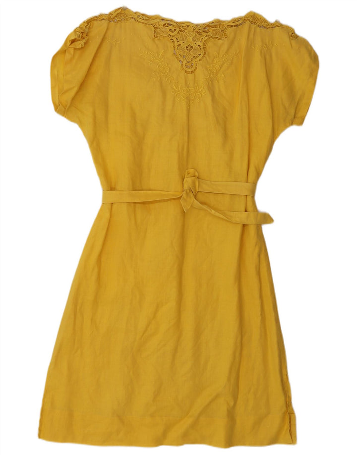 Vintage Damen A-Linie Kleid UK 16 Large Gelb