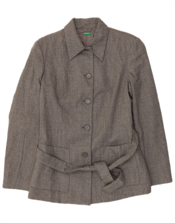 Benetton Damen-Blazer mit 5 Knöpfen, IT 44, mittelgraue Schurwolle
