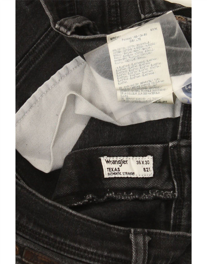 Wrangler Herren Texas Straight Jeans W36 L26 Schwarze Baumwolle