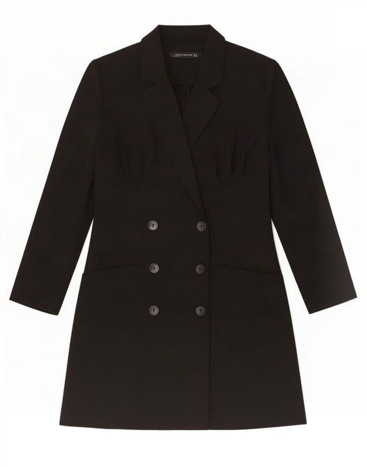 Zweireihiger Mantel von Zara für Damen, UK 12, Mittelschwarz