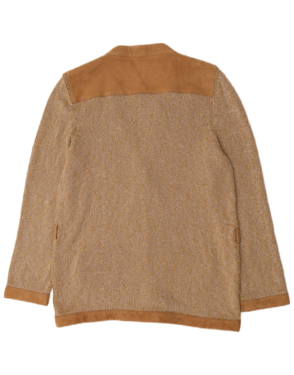 Marella Damen Strickjacke UK 18 XL Beige Baumwolle