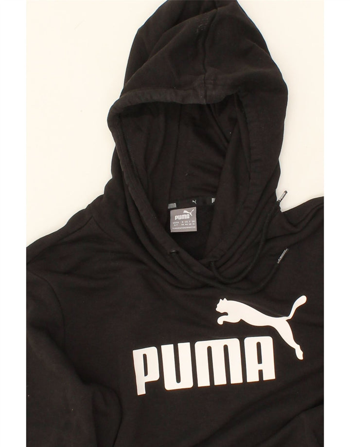 PUMA Womens Graphic Hoodie Jumper UK 10 Small Black Polyester Vintage Puma and Second-Hand Puma from Messina Hembry 