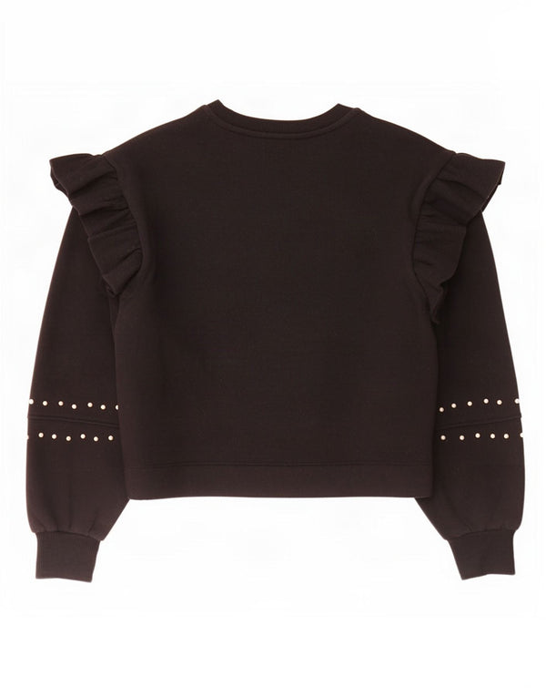 Zara Damen-Sweatshirt-Pullover UK 12 Mittelschwarzes Polyester