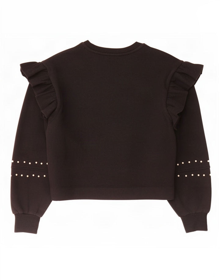 Zara Damen-Sweatshirt-Pullover UK 12 Mittelschwarzes Polyester
