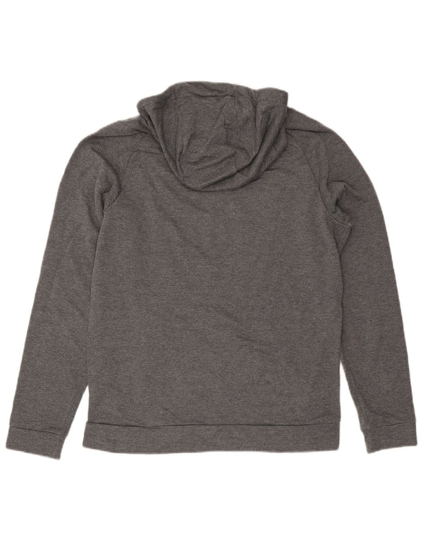 Nike Womens Graphic Hoodie Pullover UK 14 Mittelgrau geflecktes Polyester