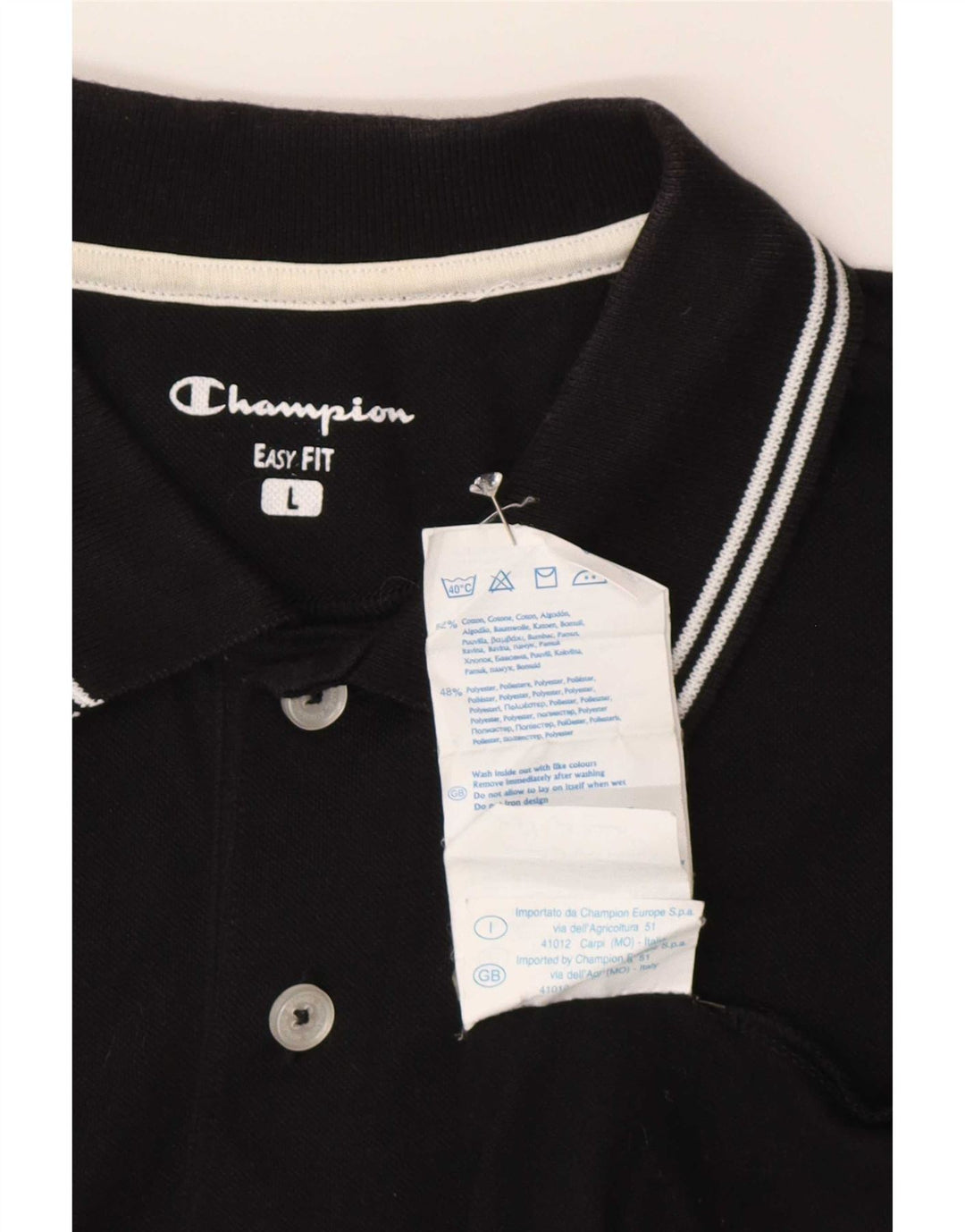 Champion Herren-Poloshirt „Easy Fit“, Größe L, Schwarz, Baumwolle