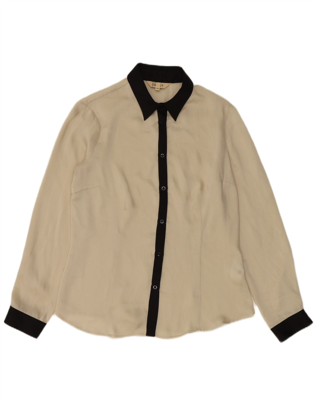 Vintage-Damenhemd IT 46 Large Beige Colourblock Polyester