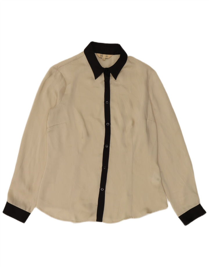 Vintage-Damenhemd IT 46 Large Beige Colourblock Polyester