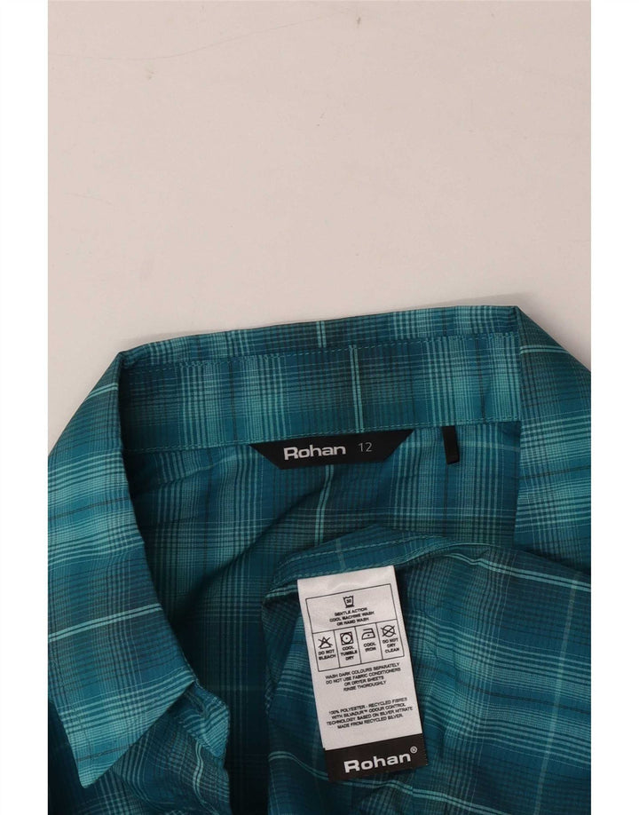 Rohan Damenhemd UK 12 Mittelblau kariertes Polyester