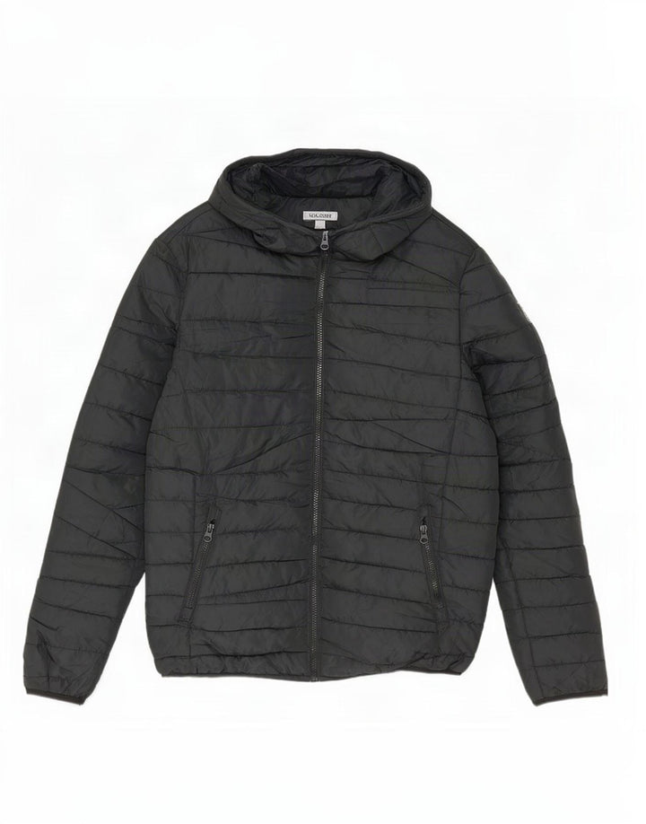 Jack & Jones Herren-Jacke mit Kapuze, gepolstert, Größe 36, Größe S, Schwarz, Polyester