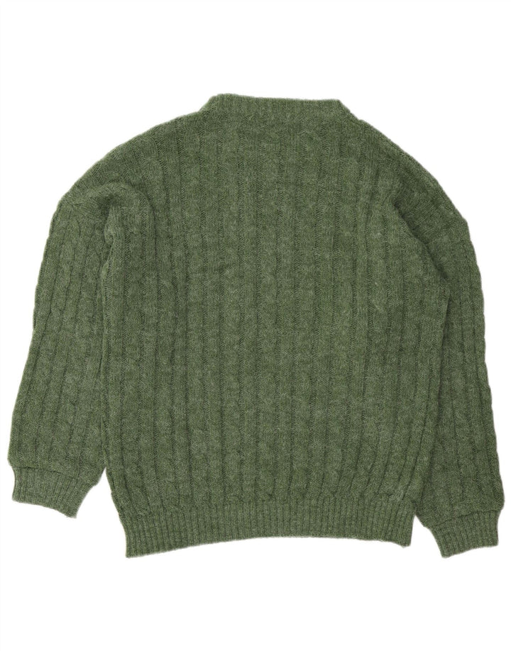 Vintage Herren Pullover mit Rundhalsausschnitt, kleine grüne Wolle
