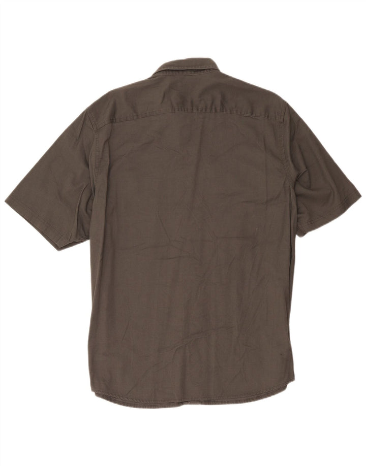 Wrangler Herren-Kurzarmhemd, groß, graue Baumwolle