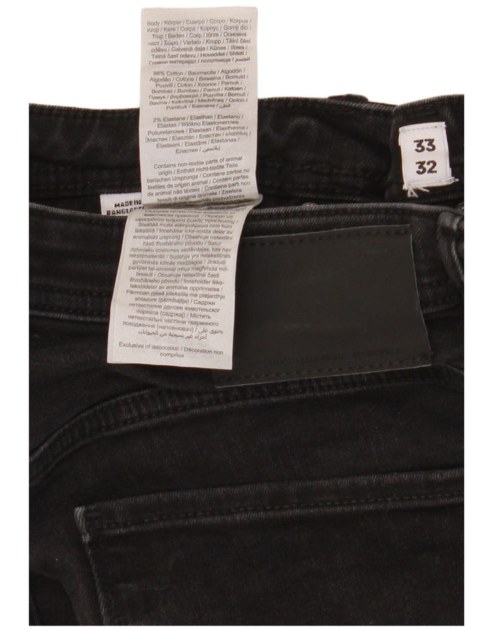 Jack & Jones Herren GLENN Slim Jeans W33 L32 Schwarze Baumwolle
