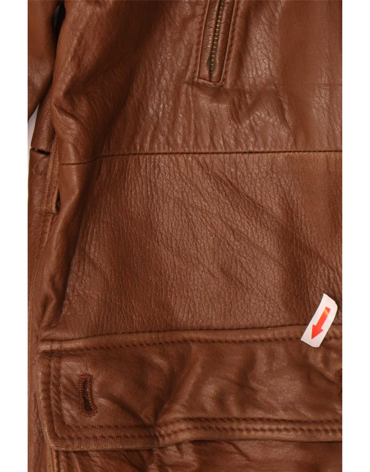Vintage Damen Ledermantel IT 50 XL Braun