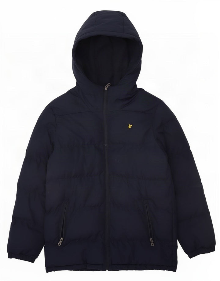 Lyle & Scott Wattierte Jungenjacke mit Kapuze, 15–16 Jahre, marineblaues Polyester