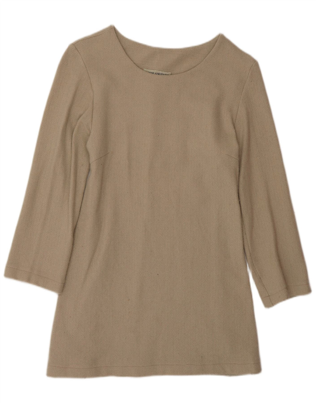 Vintage Damen Langarm-Etuikleid EU 42 Large Beige