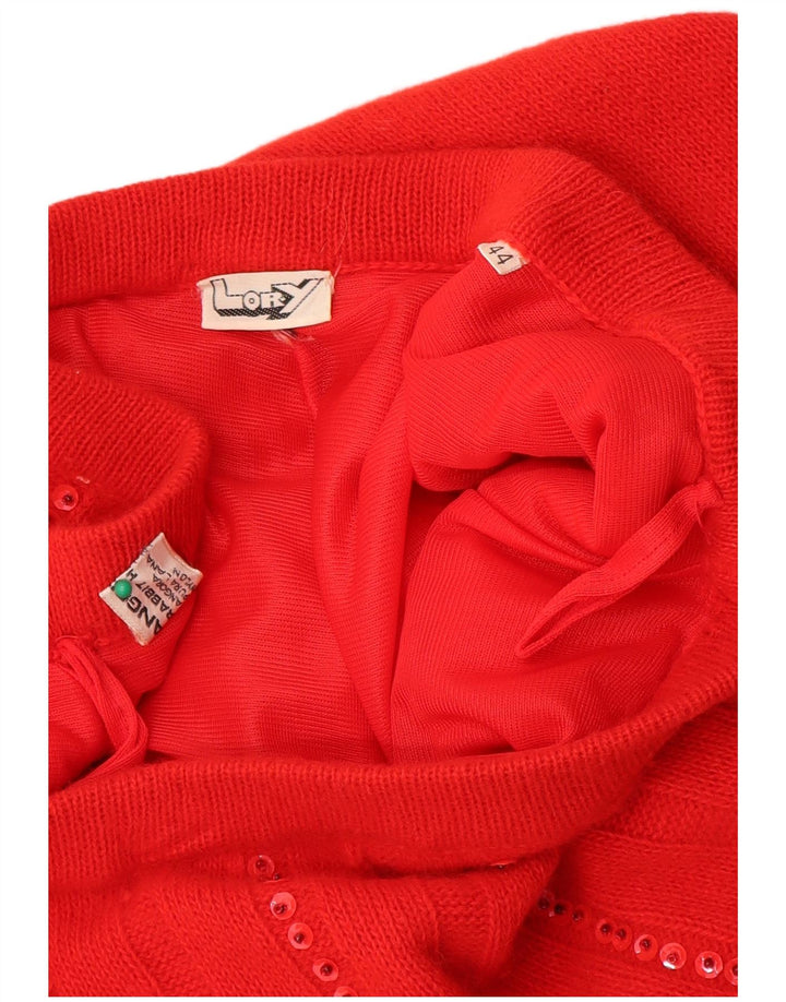 Vintage Damen Strick-Ausgestellter Rock IT 44 Medium W30 Red Angora
