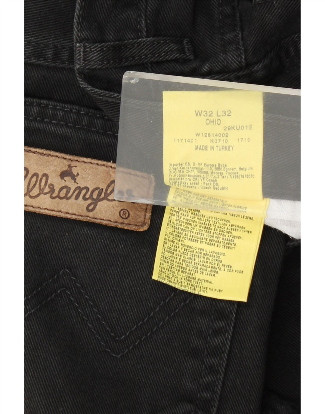 WRANGLER Herren Ohio Straight Jeans W32 L32 Schwarze Baumwolle